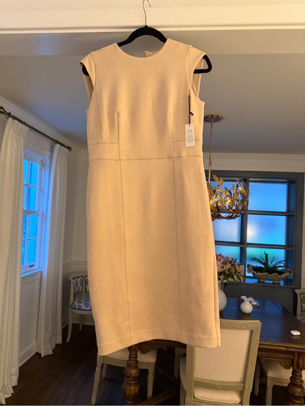 Ann Taylor Sleeveless Cream Sheath Dress